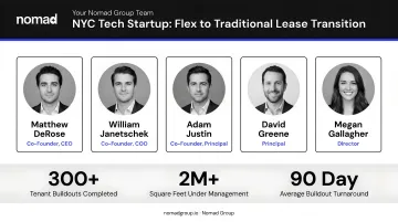 Nomad Group team supporting NYC tech startup office transition from flexible to traditional lease