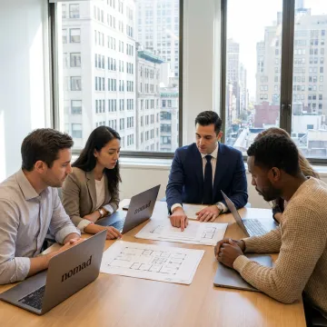 Startup founders reviewing office leasing options in NYC