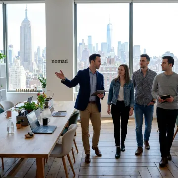 Startup team touring office space in NYC