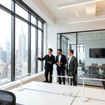 Startup team touring an NYC office space