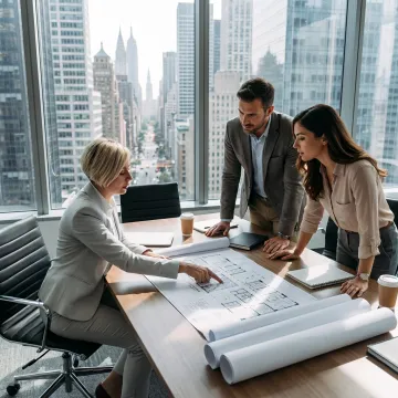 Commercial real estate advisor meeting with startup founders