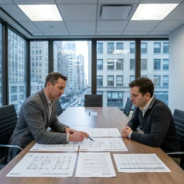 Broker reviewing office lease options