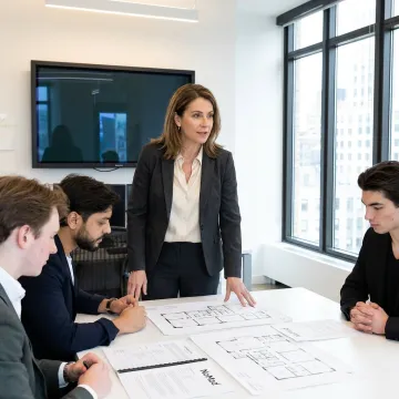 Team reviewing shared private office options