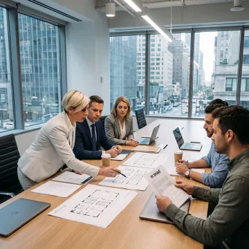 Modern office leasing advisory meeting in NYC