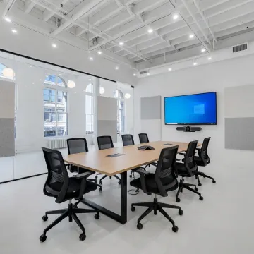 Tech-enabled meeting room inside Brooklyn office