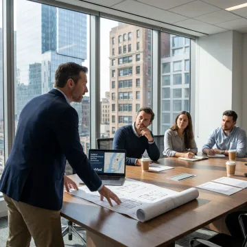 Commercial broker advising startup founders on office lease options