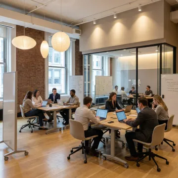 Flexible temporary office setup for startup team