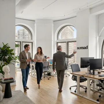 NYC startup team touring office space