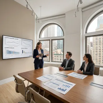 Consultant presenting NYC office lease options