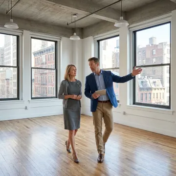 Commercial real estate advisor touring NYC office space
