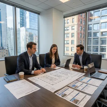 Advisors reviewing Manhattan office options