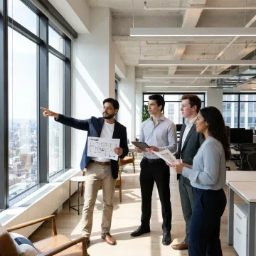 Commercial broker guiding office leasing process
