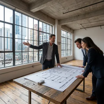 Commercial broker touring SoHo office space