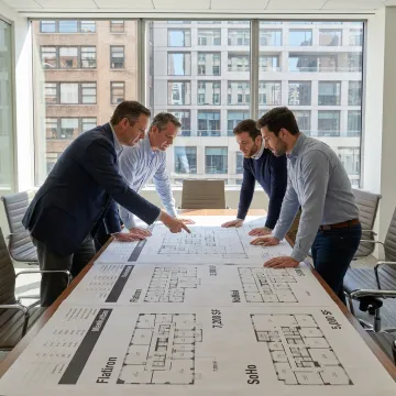 Tenant advisors reviewing office leasing options