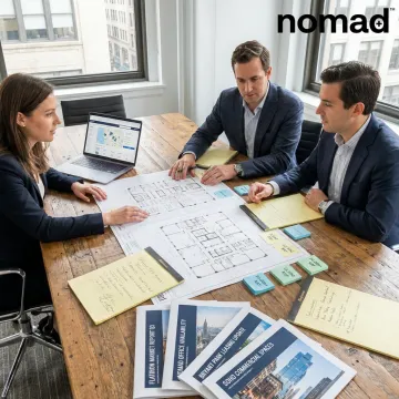 Commercial real estate team planning an office search