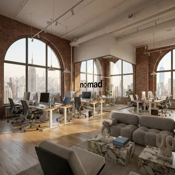 Bright NYC loft office with open work areas
