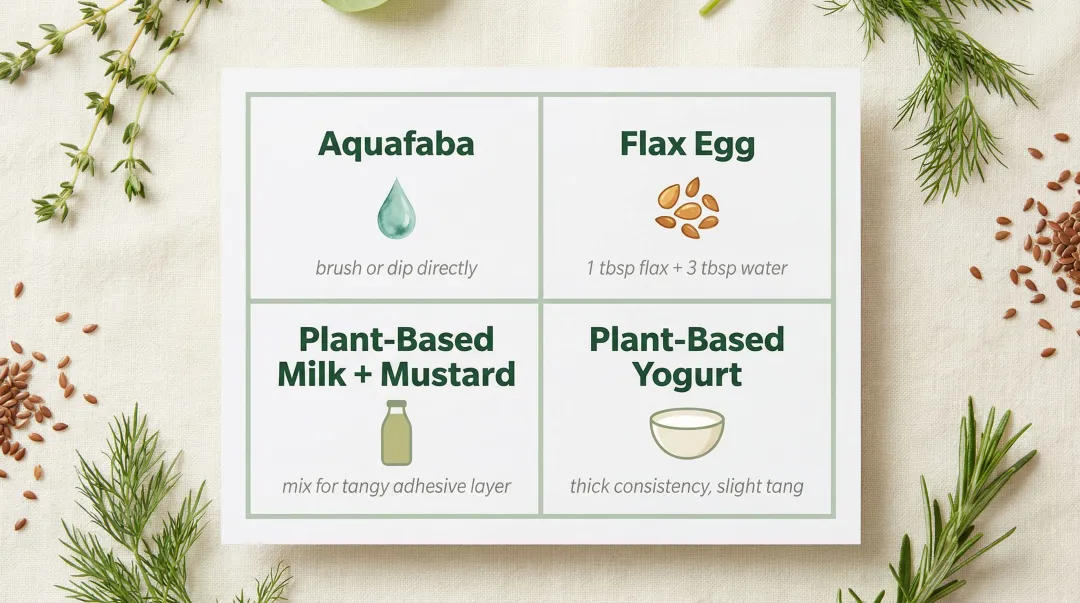 Four egg-free chicken breading binder options comparison with preparation tips