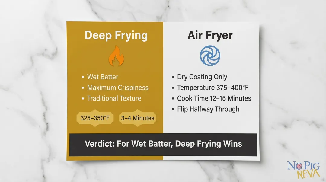 Deep frying versus air fryer vegan chicken sandwich method side-by-side comparison