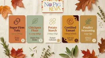 Five core gluten-free vegan turkey roast ingredients with protein and binding roles