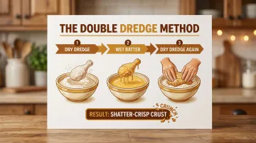 Double dredge vegan fried chicken coating process three-step flow diagram