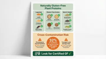 Naturally gluten-free plant proteins with cross-contamination risk warning breakdown