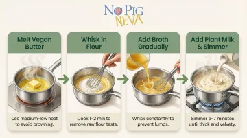 4-step homemade vegan cream of chicken soup roux preparation process