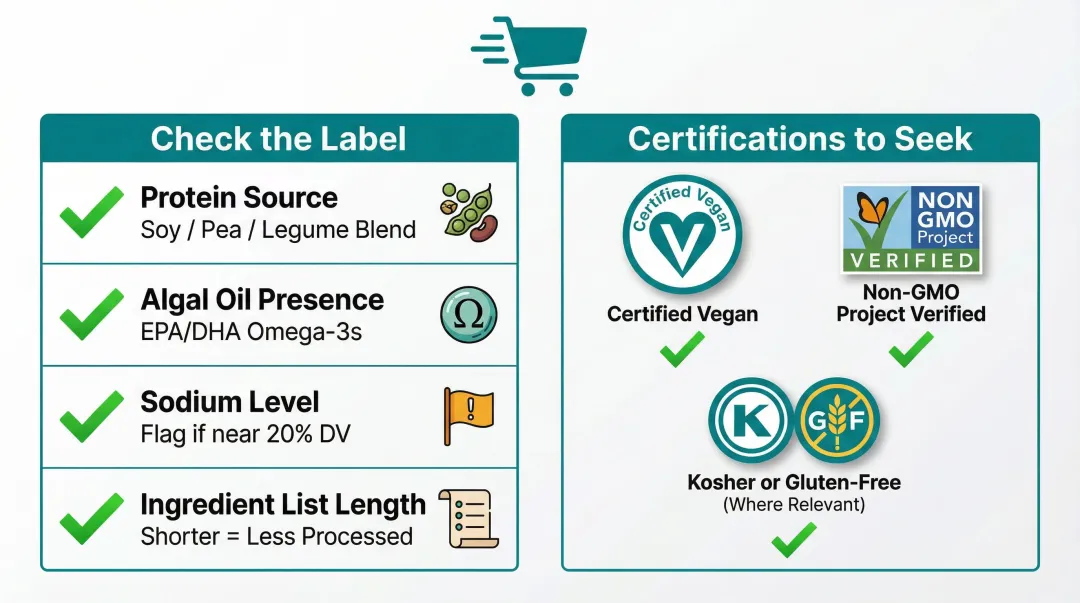 Plant-based seafood smart shopping checklist label ingredients certifications guide