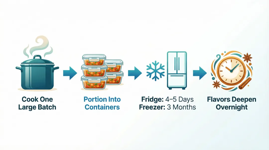 Vegan soup batch cooking and meal prep tips four-step weekly process guide