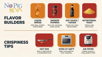 Four key ingredients for smoky plant-based bacon flavor with cooking method tips