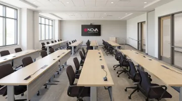 NOVA Solutions ADA compliant training room layout with modular reconfigurable tables