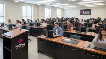NOVA Solutions iMod wire management and Downview monitor system installed in computer classroom