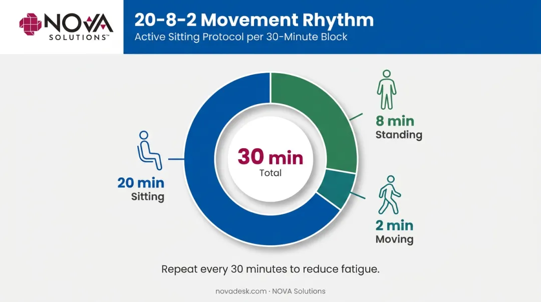 20-8-2 sit-stand movement rhythm cycle for esports training sessions infographic