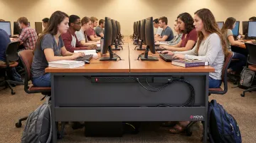 NOVA Solutions iMod wire management system installed in college computer lab classroom