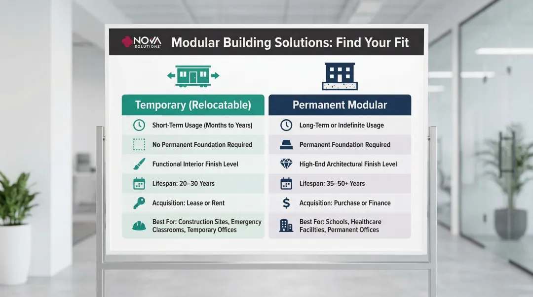 Temporary versus permanent modular classroom comparison chart key differences