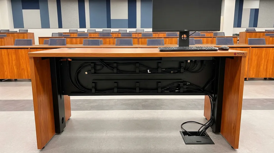 NOVA Solutions iMod desk cable management system built-in wire channel compartment