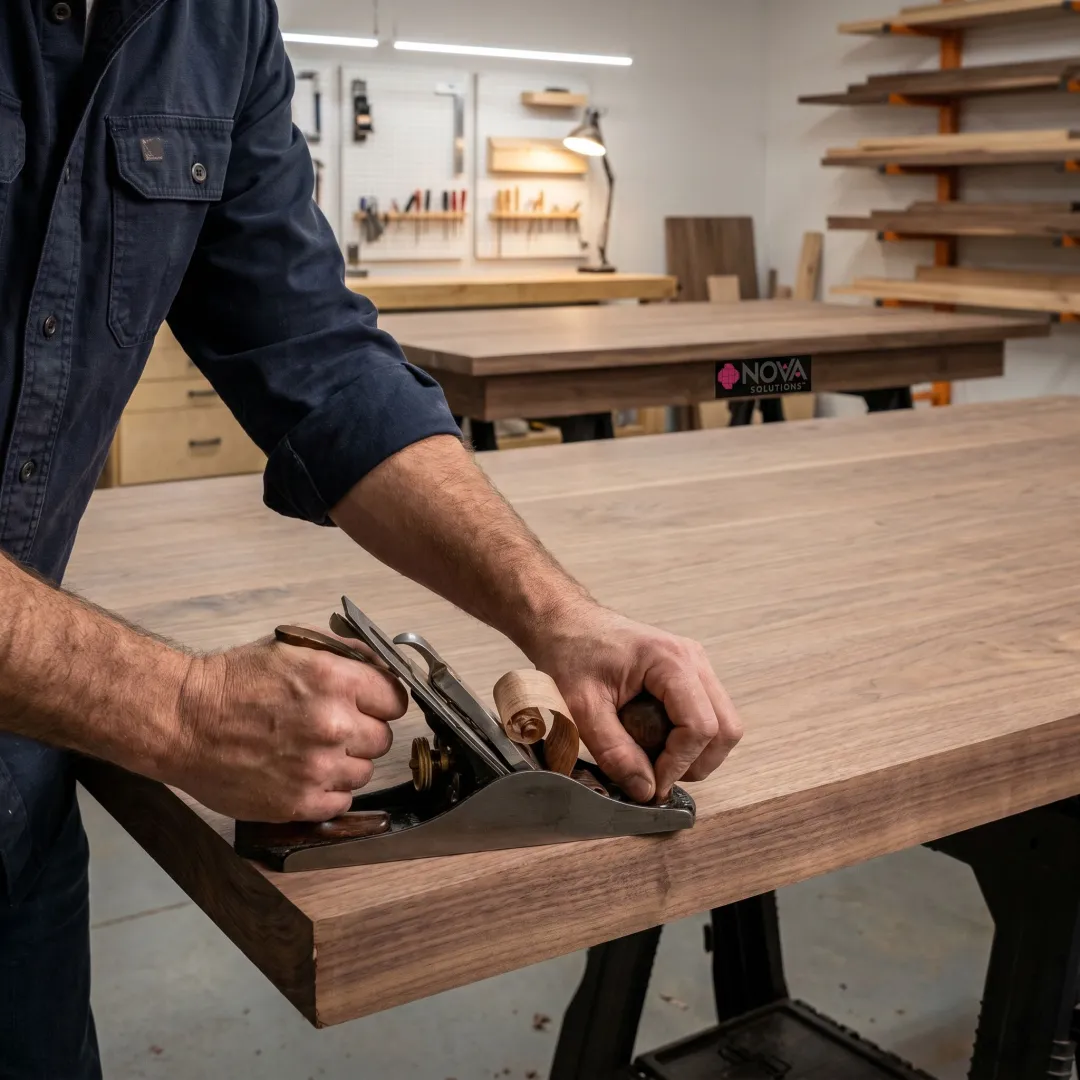 Artisan crafting custom solid wood furniture