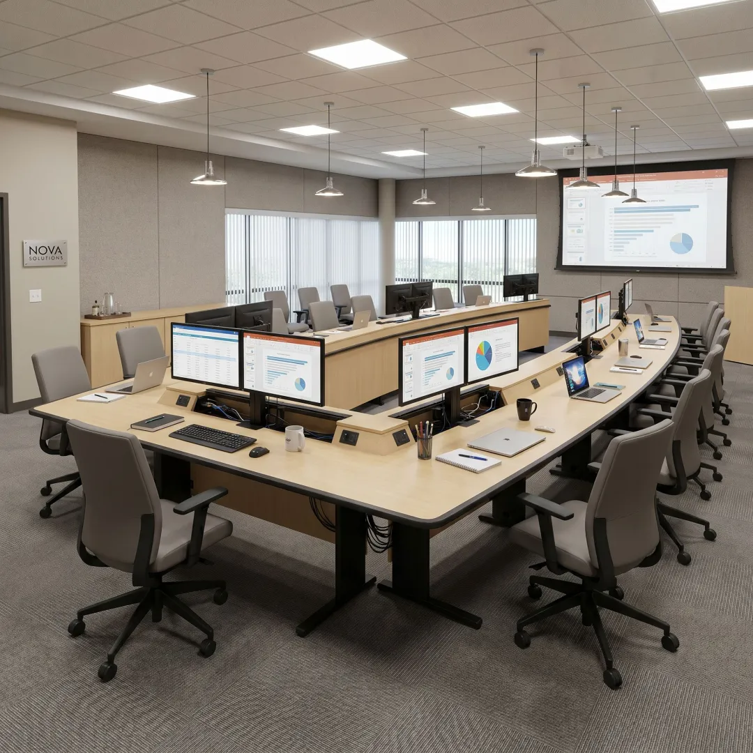 Custom office furniture with integrated technology