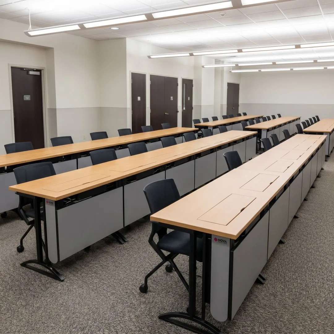 ADA-compliant technology furniture with integrated wire management