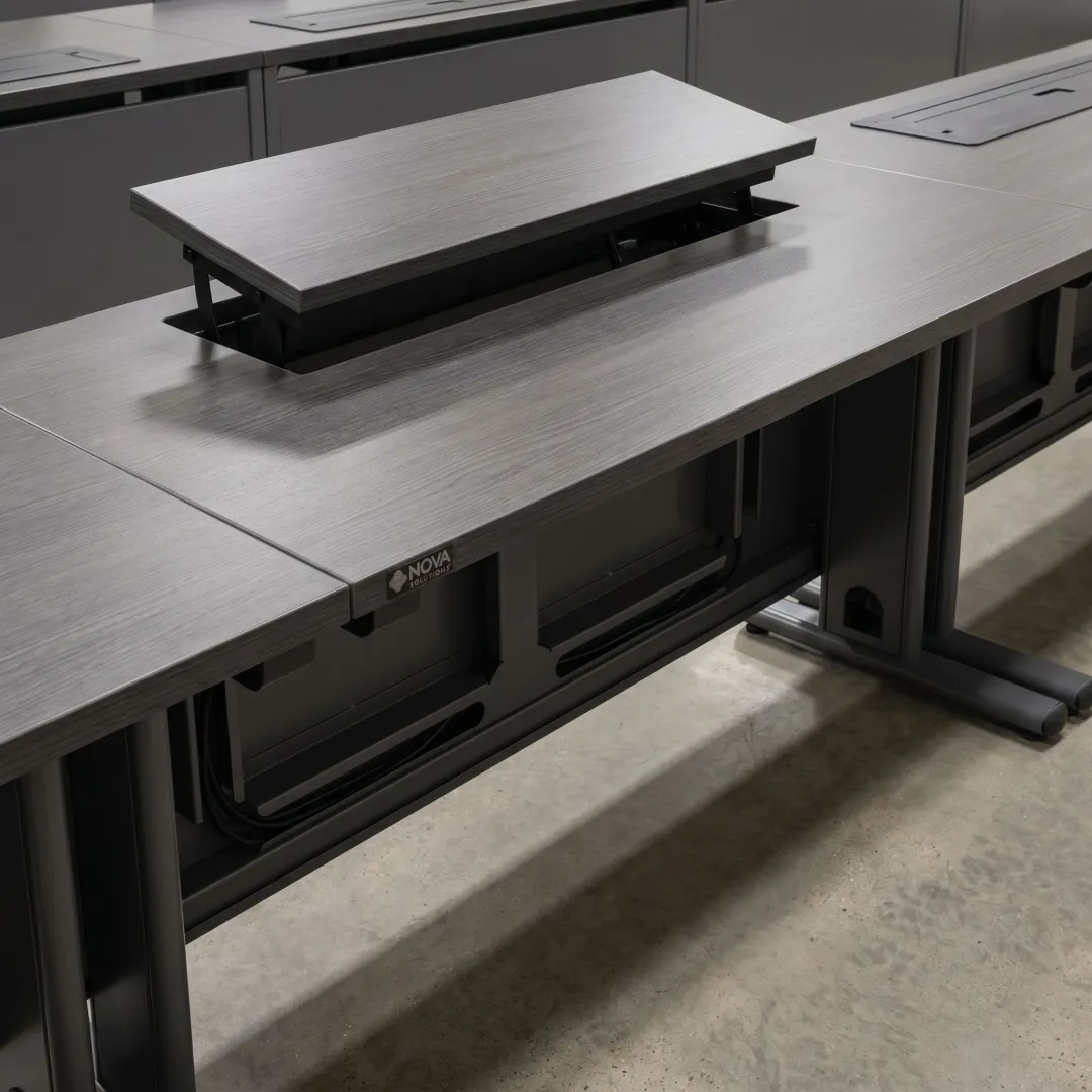 American-made technology furniture with integrated wire management