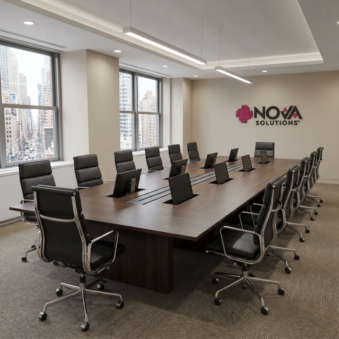 Custom technology furniture in a New York conference room