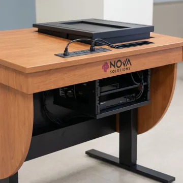 Technology-integrated podium with concealed wiring