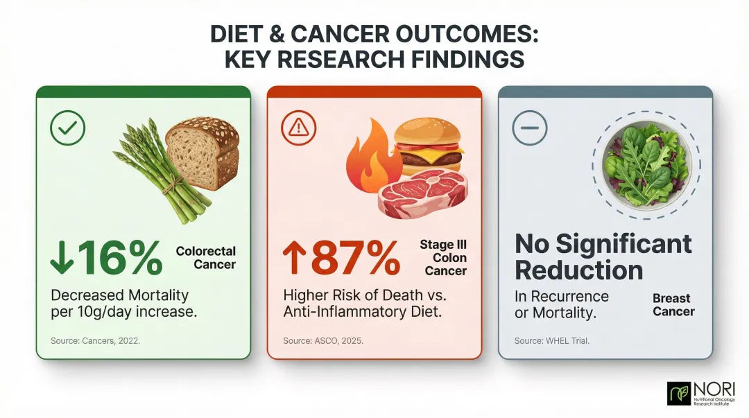 Anti-inflammatory diet impact on cancer survival outcomes evidence-based comparison chart