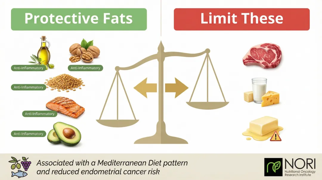 Anti-inflammatory healthy fats comparison chart for endometrial cancer diet