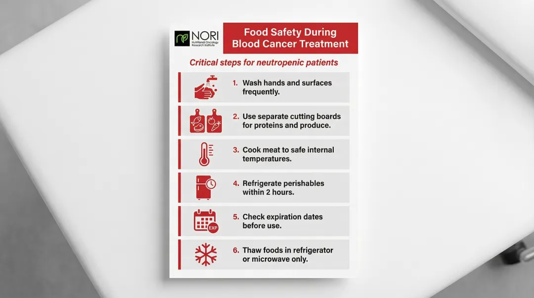 Six food safety practices for immunocompromised blood cancer patients during chemotherapy