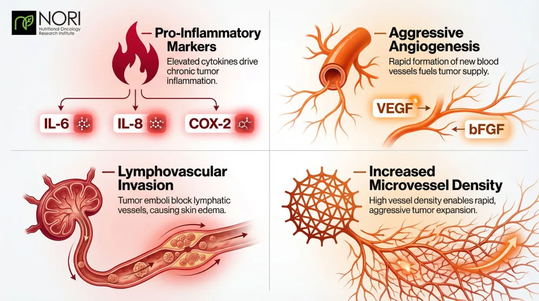 IBC tumor biological characteristics driving inflammation and aggressive cancer progression