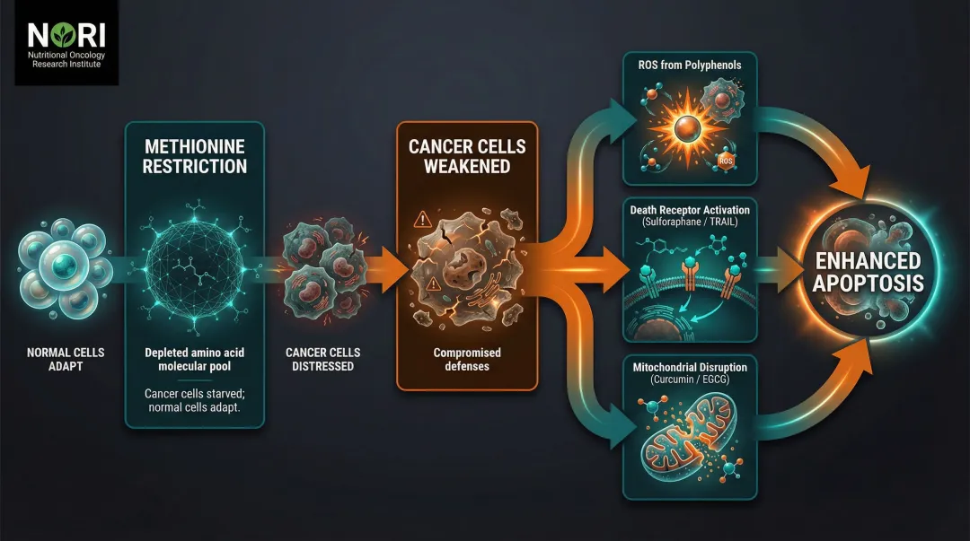 Methionine restriction metabolic sensitization amplifying natural compound cancer cell killing