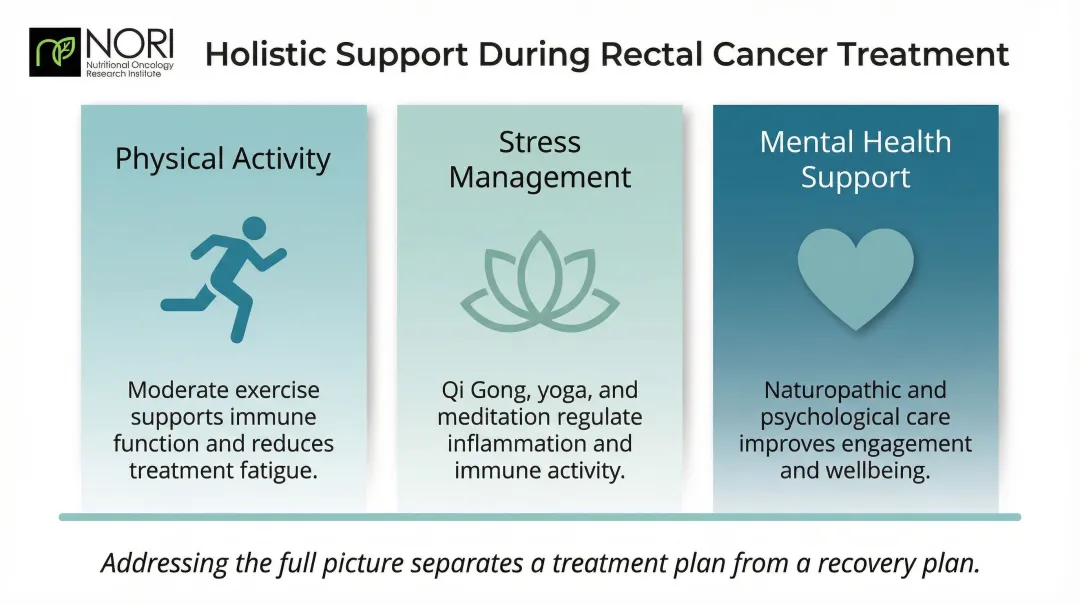 Integrative rectal cancer support plan combining physical activity stress management and emotional health