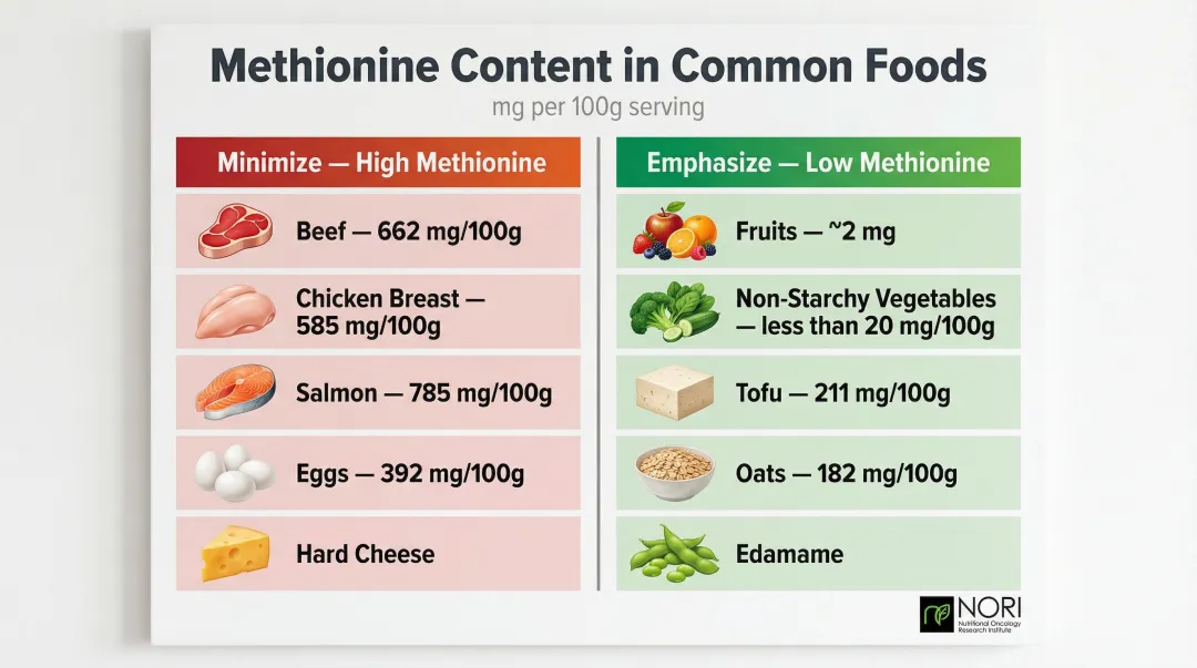 Low methionine diet food comparison high versus low methionine foods for cancer patients