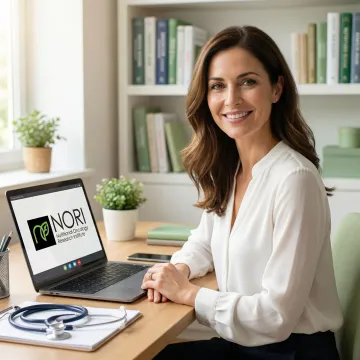 NORI nutritional oncology specialist conducting an online cancer support consultation via video call
