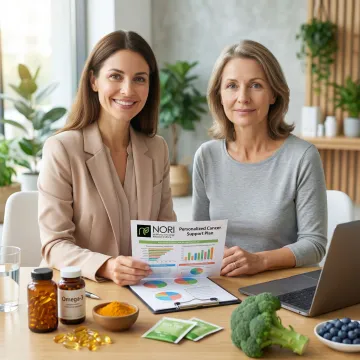 Nutritional oncology specialist reviewing an esophageal cancer treatment plan with a patient
